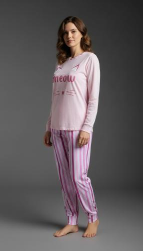 Pijama Dama Manga Larga Liviano Jersey Puro Algodón - Miniatura 4