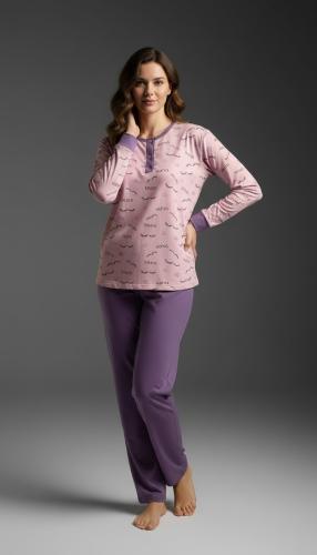 Pijama Dama Manga Larga Liviano Jersey Puro Algodón - Miniatura 6