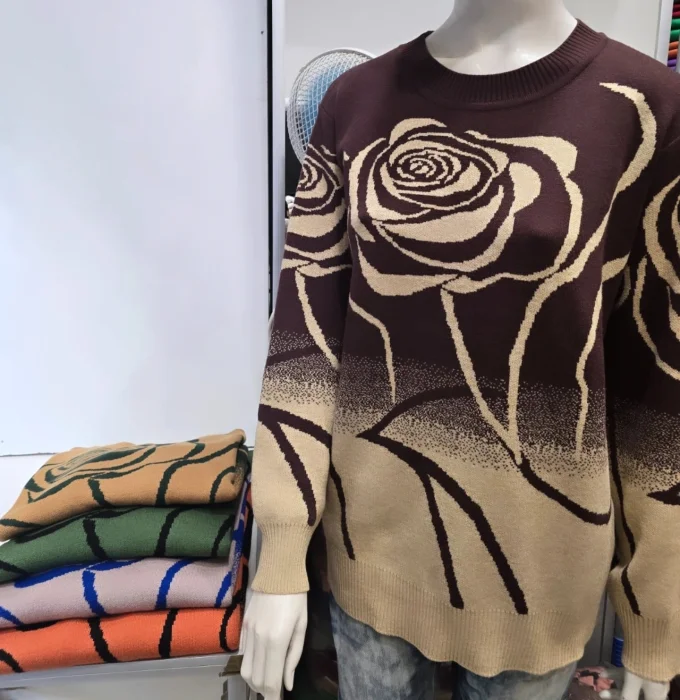 Sweater Rosas de Bremer Doble Hilo