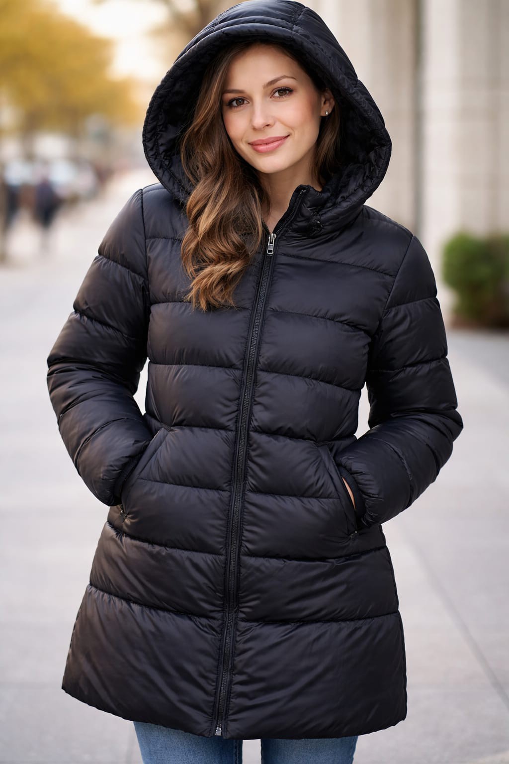 Campera Importada Larga con con Piel - Imagen 2