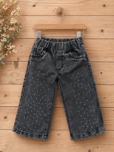 Wid Leg Jeans Negro Beba con Brillo