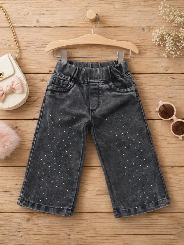Wid Leg Jeans Negro Beba con Brillo - Miniatura 2