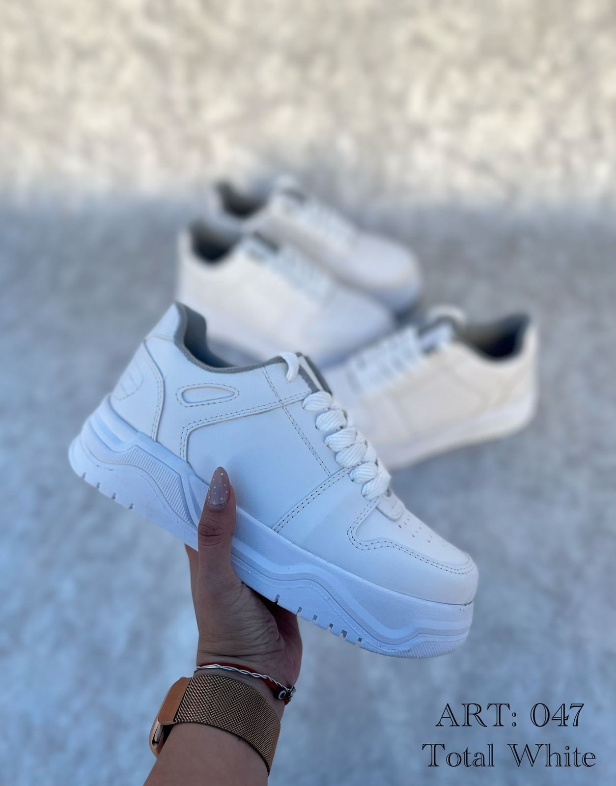 Zapatilla 047- Calidad Premium- Total White - Imagen 2