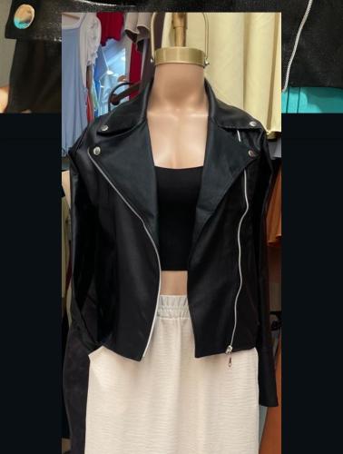 Campera Cruzada Metalizada Negro