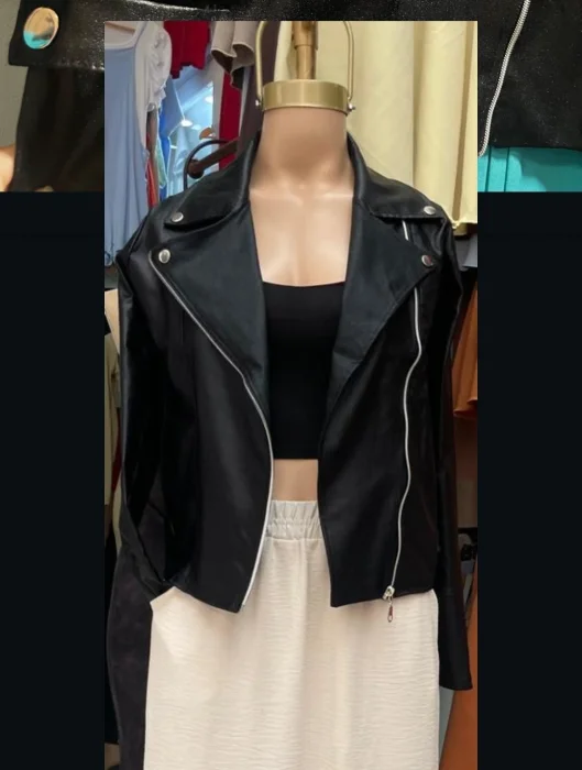 Campera Cruzada Metalizada Negro