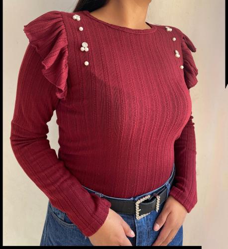 Camiseta Lanilla Diferenciada Perla Detalle