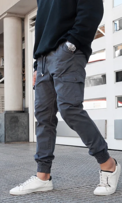 Jogguers Cargo Gris de Gabardina