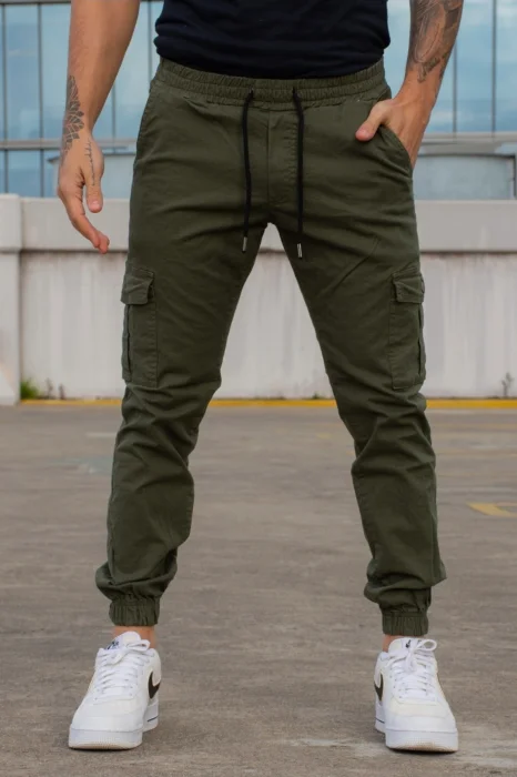 Jogguers Cargo Verde de Gabardina