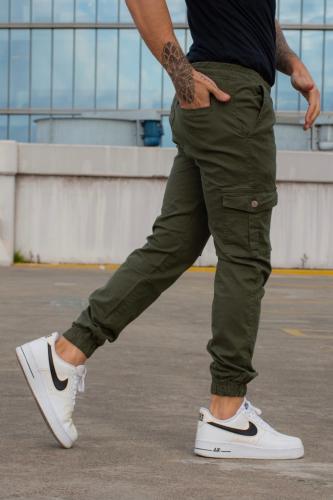 Jogguers Cargo Verde de Gabardina - Miniatura 2