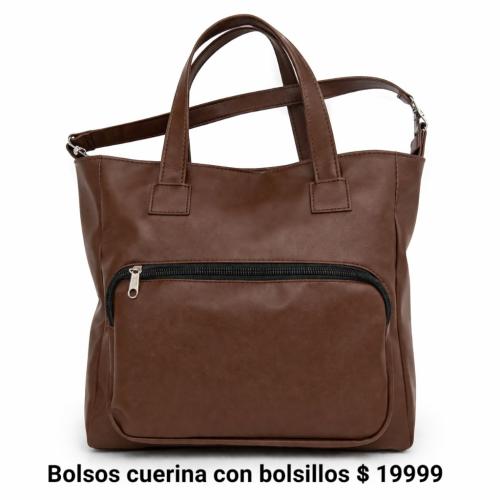 Bolso Cuerina con Bolsillos
