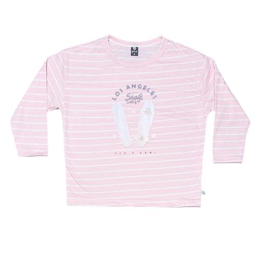 12165	remera Nena Teen Oversize Ml Rayada Skate los Angeles - Miniatura 3