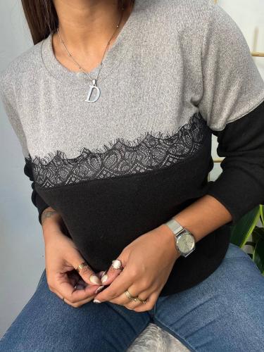 Sweter Lanilla Combinado con Puntilla - Miniatura 2