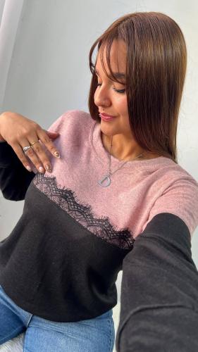 Sweter Lanilla Combinado con Puntilla - Miniatura 3