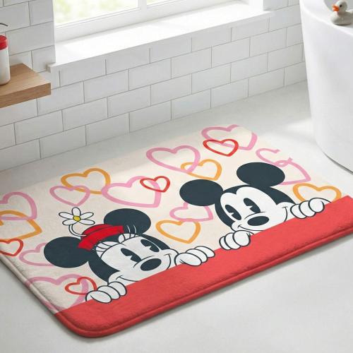 Alfombra de Baño Piñata Mickey & Minnie Memory Foam Antideslizante C/licencia Oficial