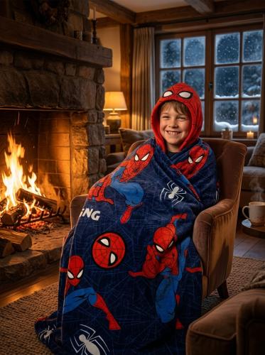 Manta Capucha Spiderman - Corderito Abrigada Infantil Piñata - Oficial Marvel