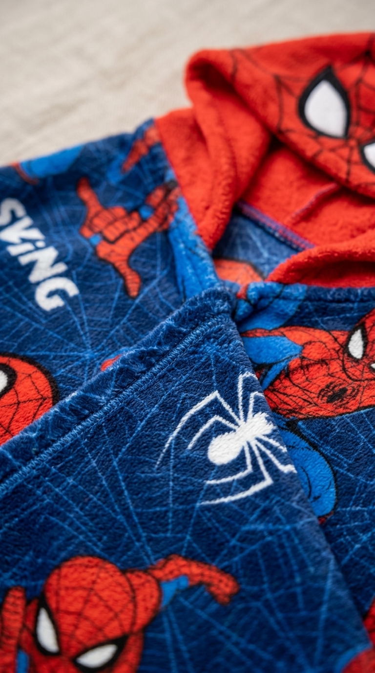 Manta Capucha Spiderman - Corderito Abrigada Infantil Piñata - Oficial Marvel - Macro_photography_of_hooded_blanket_202605181038_5.jpeg