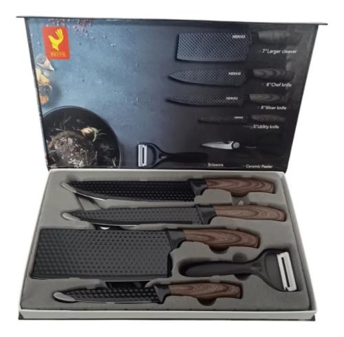 Set de Cuchillos de Cocina Henvo Advenco 6 Piezas Cerámico con Tijera y Pelapapas