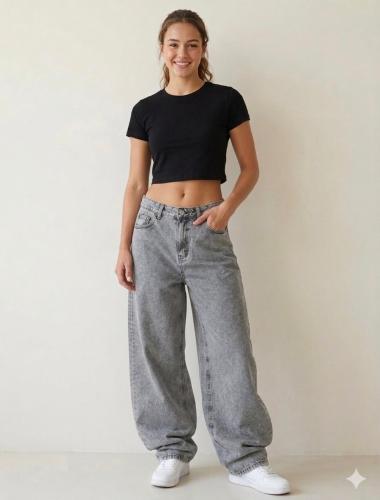 Pantalón Baggy Gris Arenado - Miniatura 2