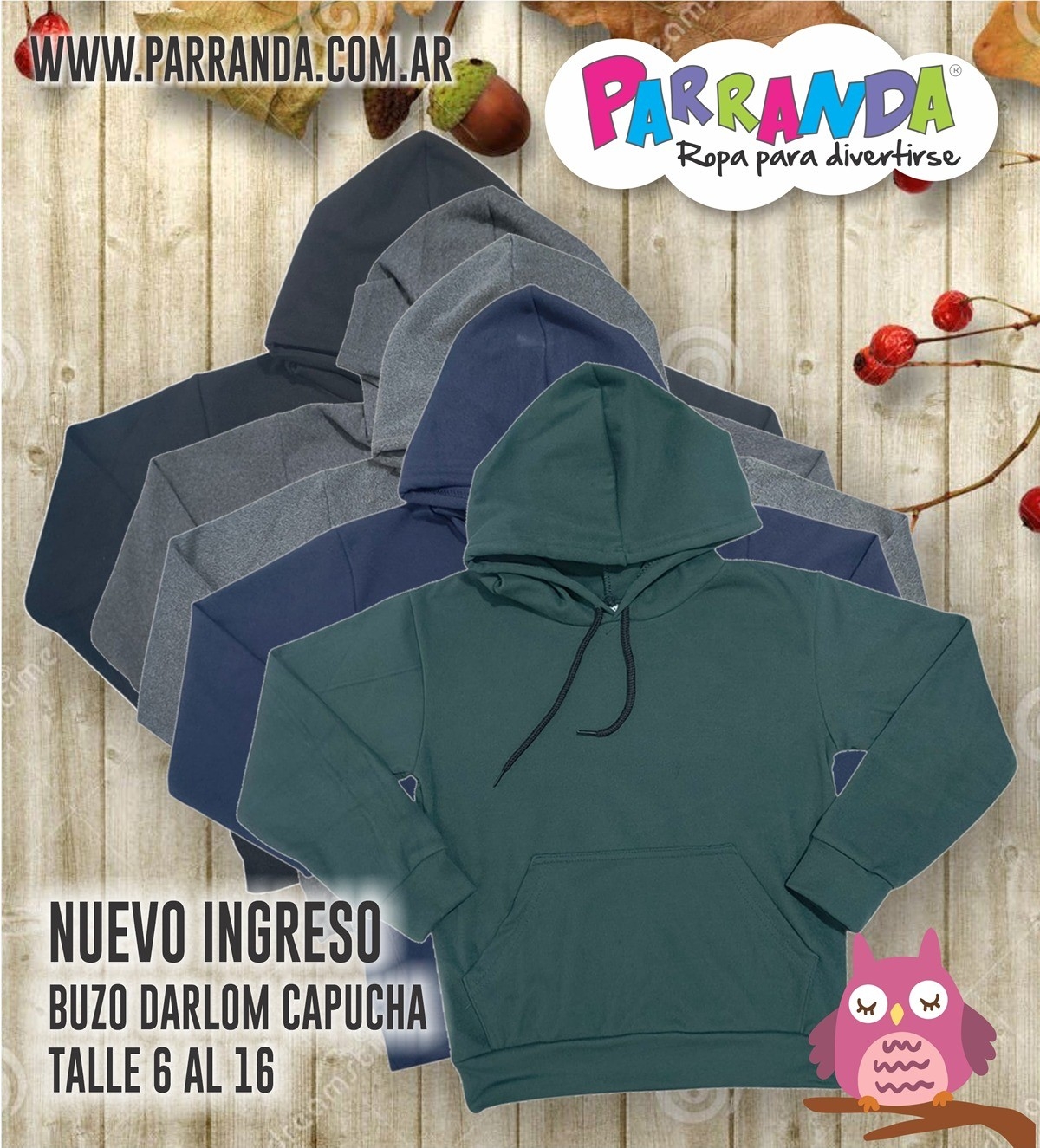 Buzos Capucha Darlom Lisos Niño - Imagen 1