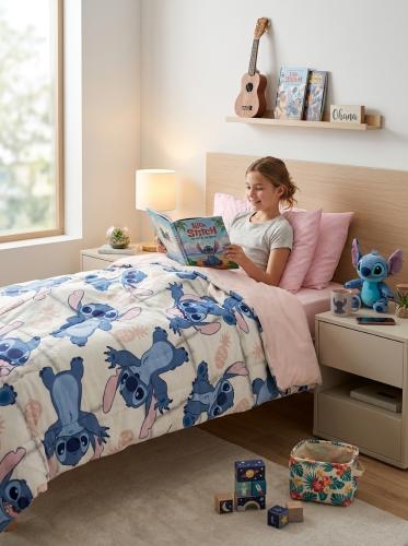 Acolchado Flannel Piñata Stitch 1 1/2 Plaza Extra Abrigo - Licencia Oficial Disney - Miniatura 3