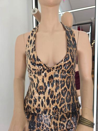 Top Pechera Lentejuela Animal Print