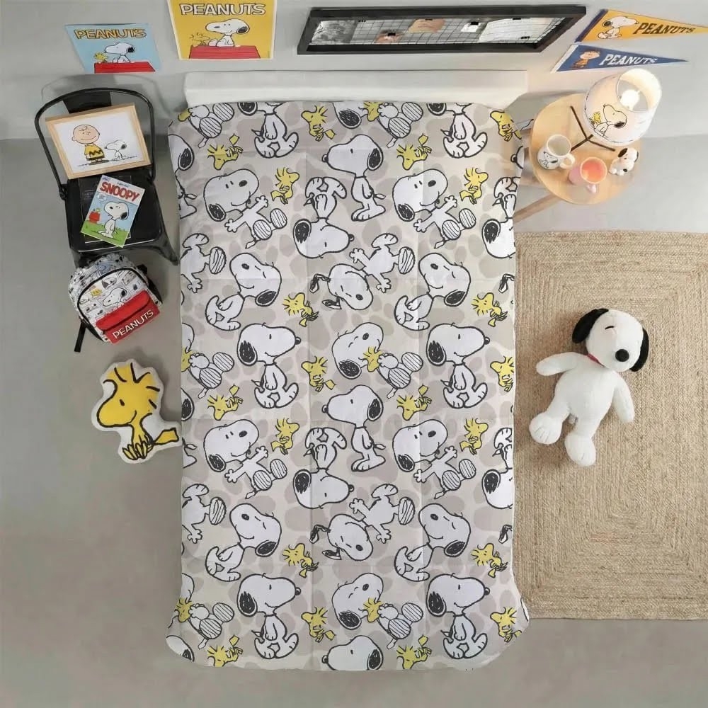 Acolchado Snoopy Flannel 1 1/2 Plaza Súper Abrigado Invierno Premium Original Peanuts - Imagen 6