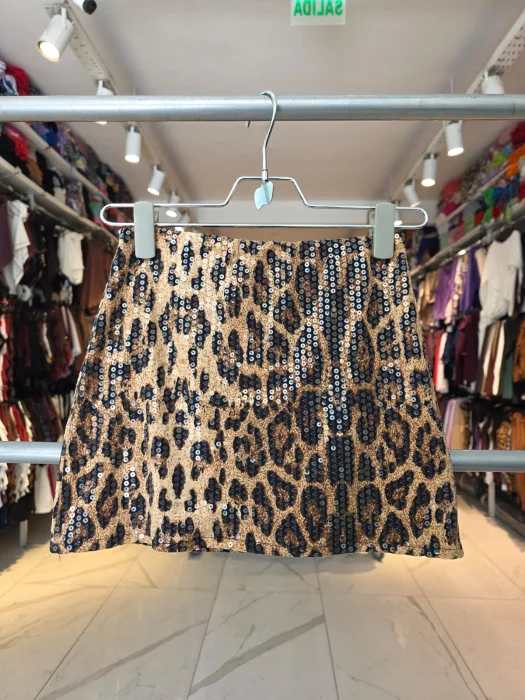 Lentejuela Animal Print Top/pollera