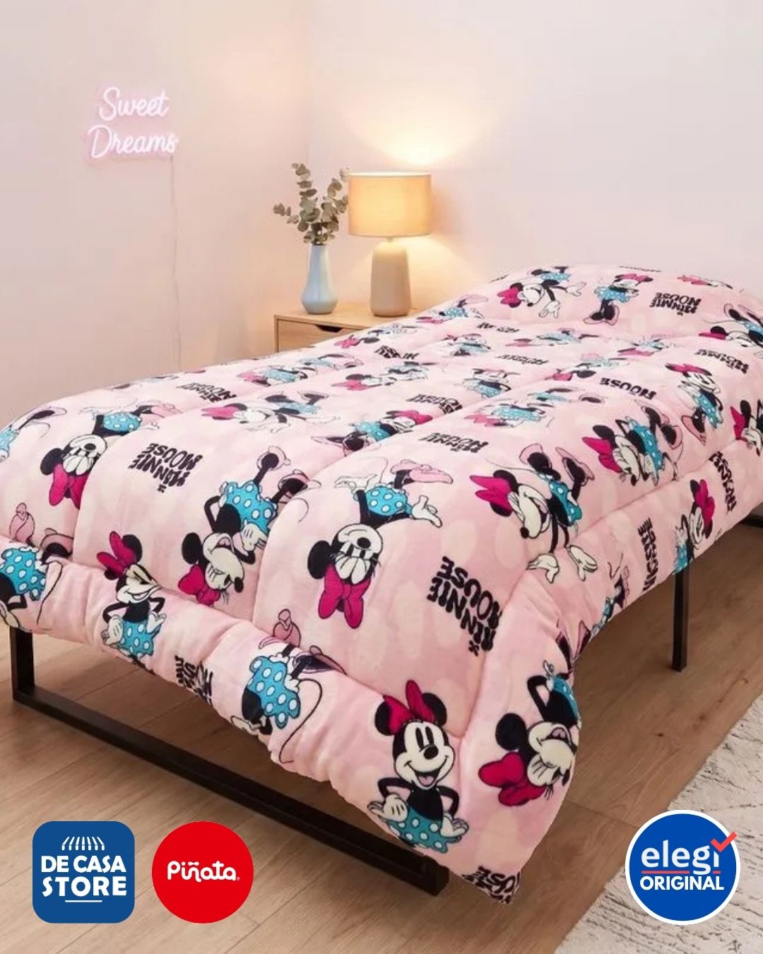 Acolchado Flannel Piñata Minnie Mouse 1 1/2 Plaza Suave Abrigado - Licencia Oficial - 20.jpg