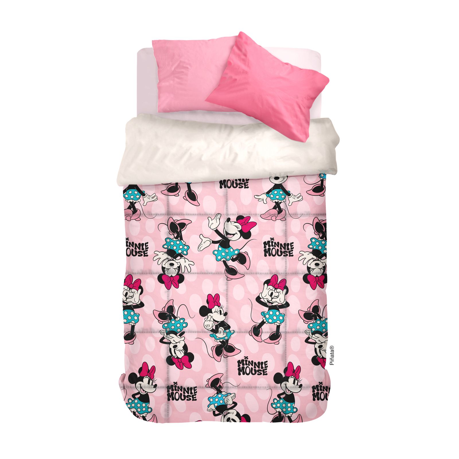Acolchado Flannel Piñata Minnie Mouse 1 1/2 Plaza Suave Abrigado - Licencia Oficial - MINNIE.jpeg