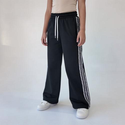 Jogging  Infantil Negro  Rayas Laterales Pantalón Cómodo Niños