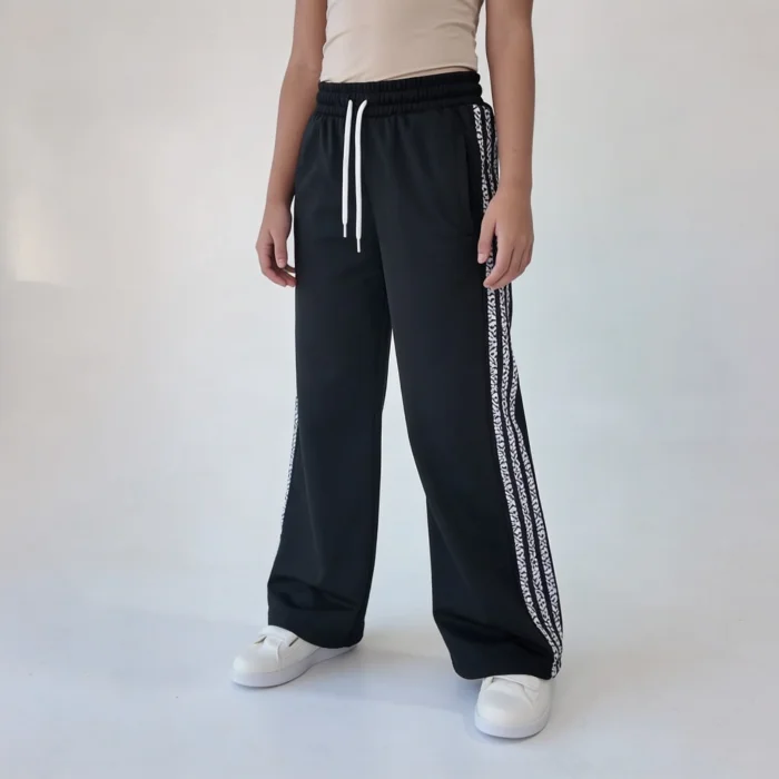 Jogging  Infantil Negro  Rayas Laterales Pantalón Cómodo Niños