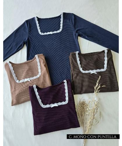 Camiseta con Moño y Puntilla