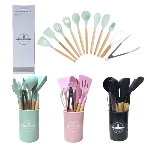 Set X12 Utensilios Cocina Mano Madera Gentil (gn-007n)