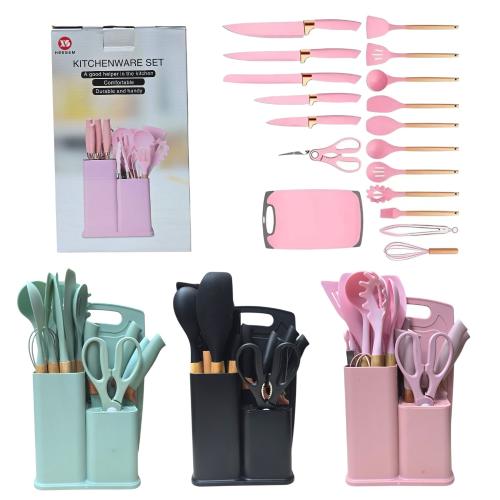 Set X19 Utensilios Cocina Mango Madera Gentil (gn-0084)