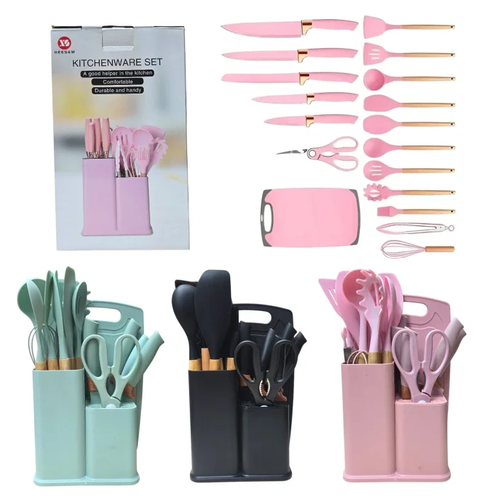 Set X19 Utensilios Cocina Mango Madera Gentil (gn-0084)