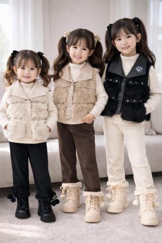 Conjunto de 3 Piezas  Invierno Chaleco, Suéter y Pantalón Importados