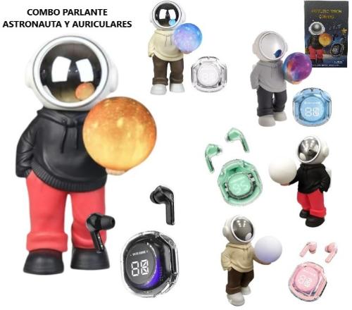 Combo Parlante Astronauta  Luna Rgb + Auriculares Earbuds - Miniatura 3
