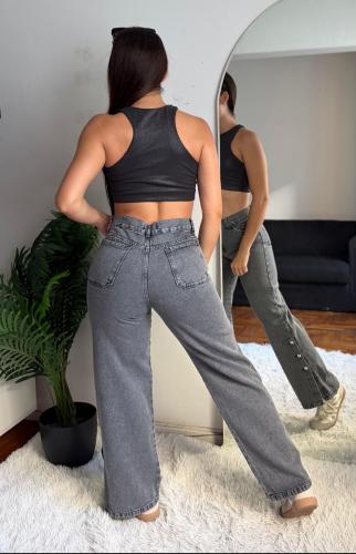Jean Wide Leg Gris - Miniatura 3