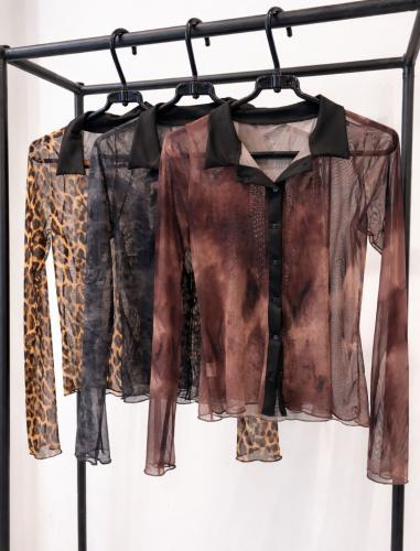 G67 Camisa Tul Estampado Plus Size