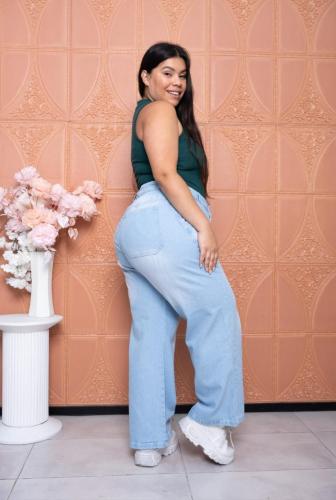 Jeans Wide Leg Celeste Localizado - Miniatura 2