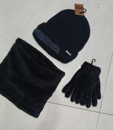Combo : Gorro con Piel + Cuello Peluche + Guantes Peluche