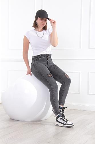 Pantalón Gris Nevado con Rotura Elastizado - Miniatura 2