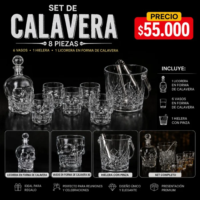 Set Calavera de Cristal 8pcs