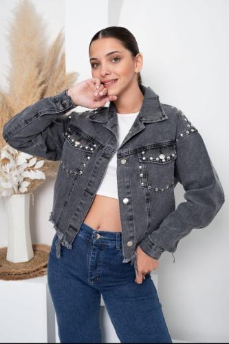 Campera Mom Gris con Tachas - Venta por Reservas
