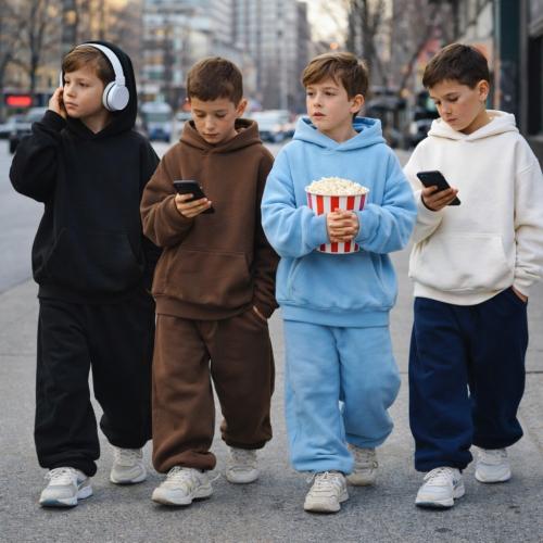 Conjuntos Buzo Oversize y Pantalón Baggi con Regulador en Friza Semipeinada de Niños