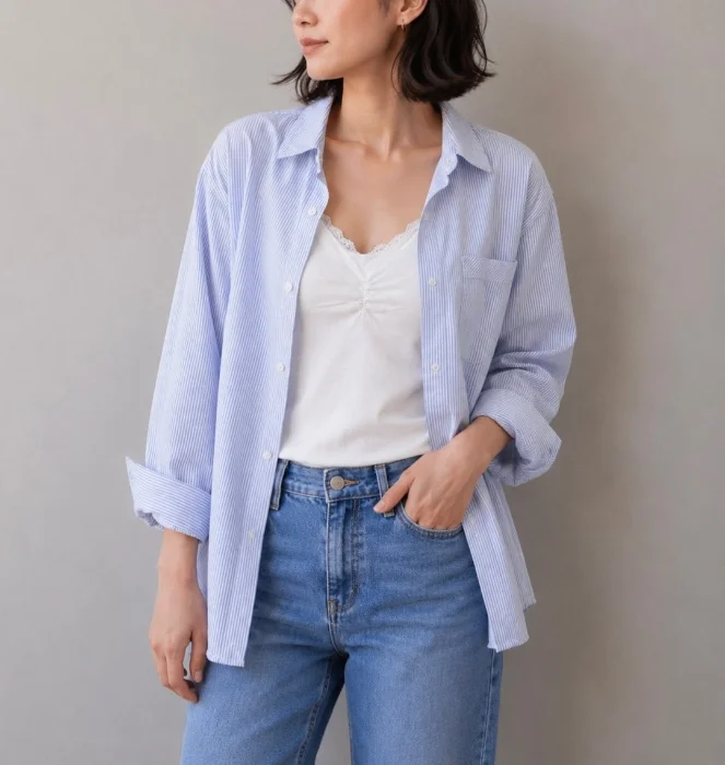 Camisa Larga Rayada