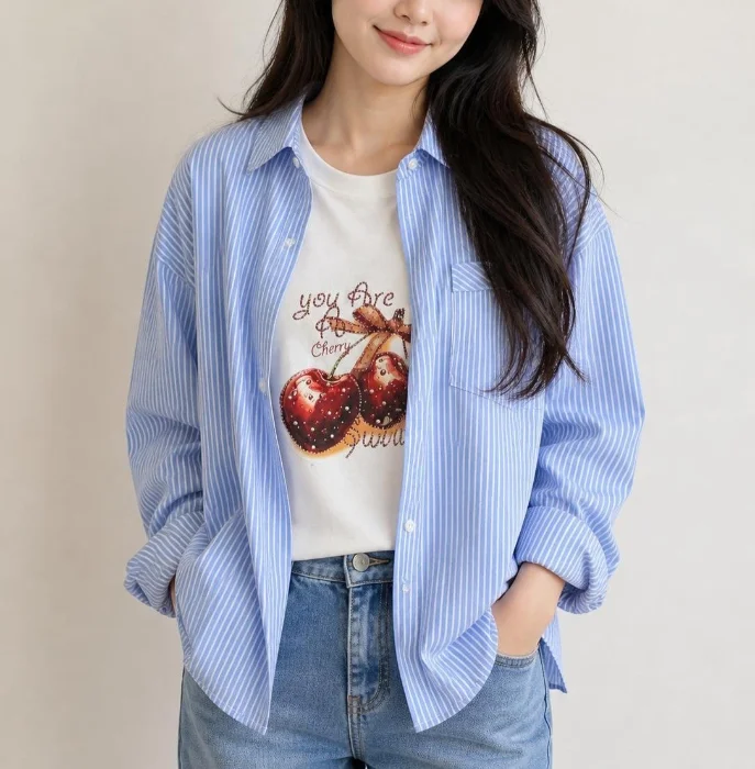 Camisa Larga Rayada