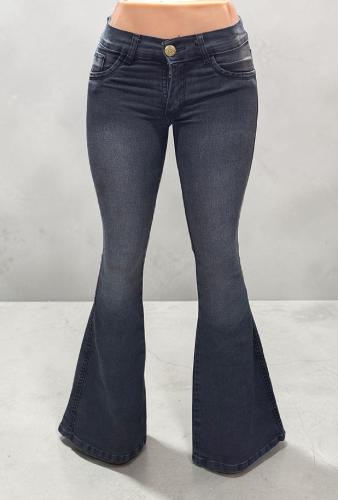Jeans Oxford Tiro bajo Negro Localizado
