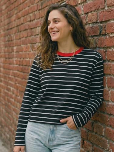 Camiseta Boxy Rayada Algodón Premium