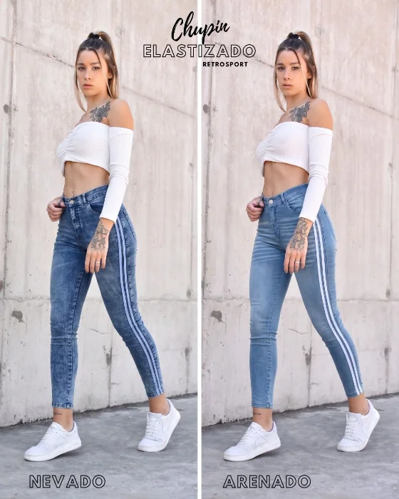 Pantalon Jean Slim Elastizado 2 Lineas Retro Sport Chupin
